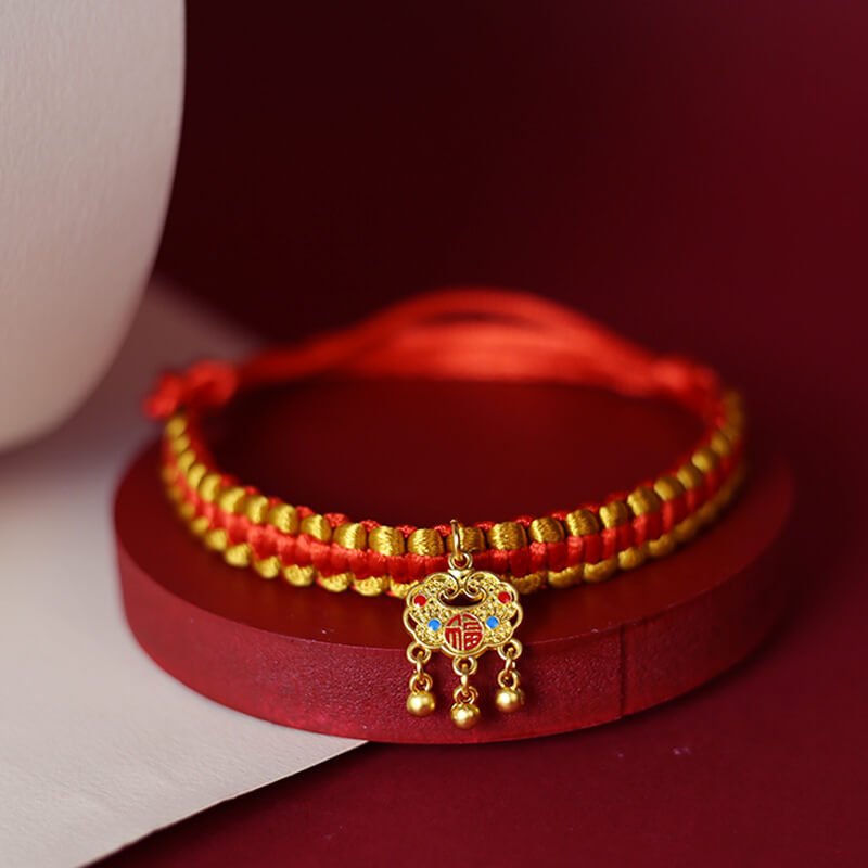BodhiPaws red blessing collar for dogs and cats with gold charm