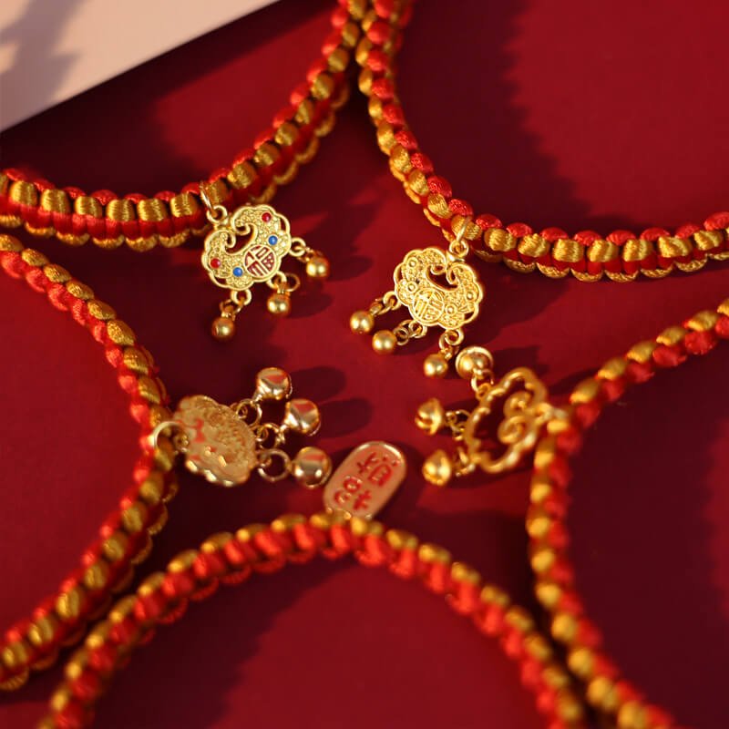 BodhiPaws red blessing collar for dogs and cats with gold charm