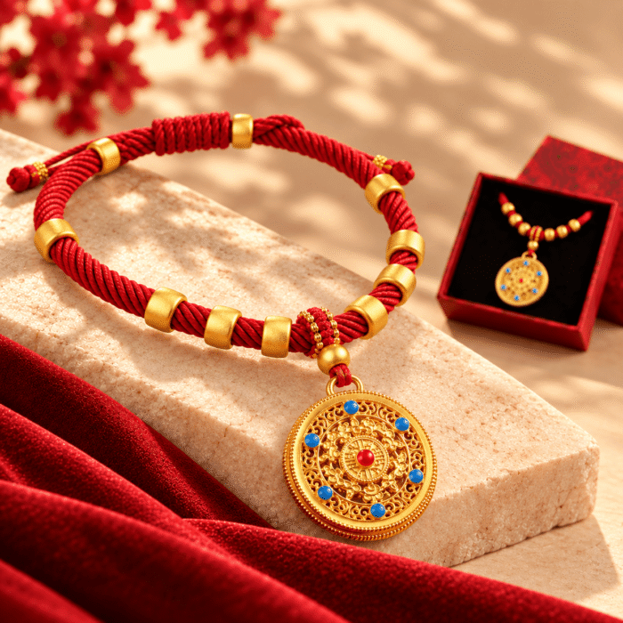 Red String Guardian Medallion Collar